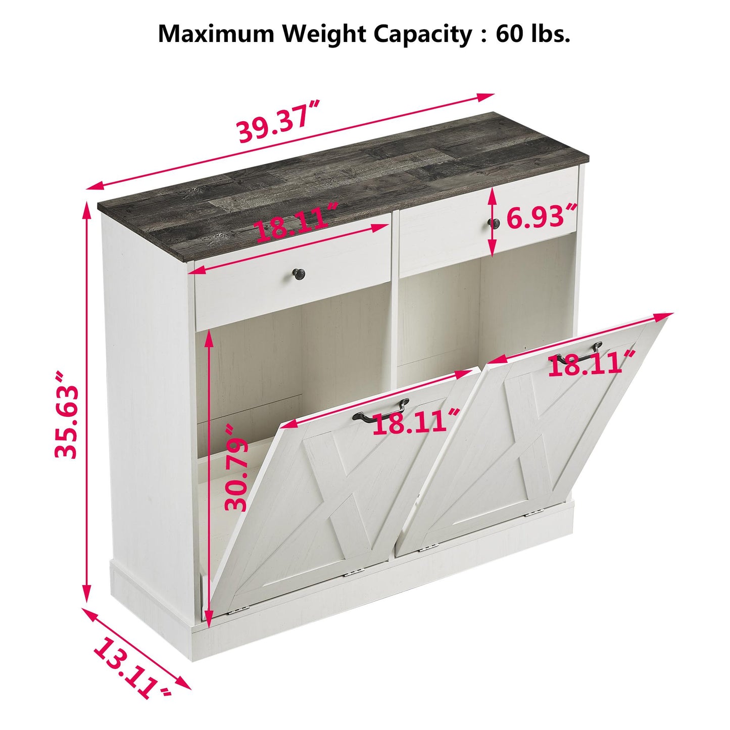 Double Tilt Out Trash Cabinet, Freestanding Trash Can Cabinet