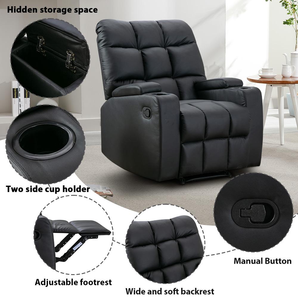 Heated Manual Recliner Massage Chair in Black