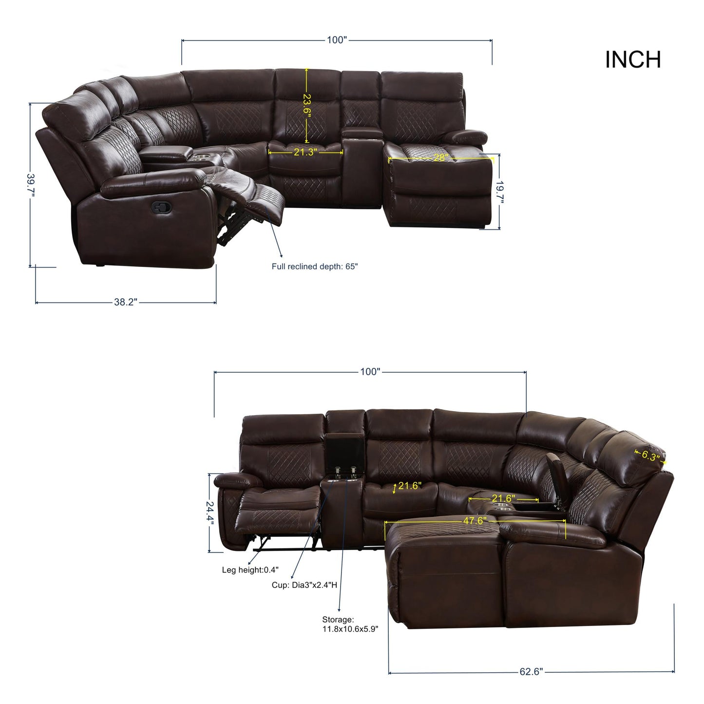 Sectional Manual Recliner Living Room Set