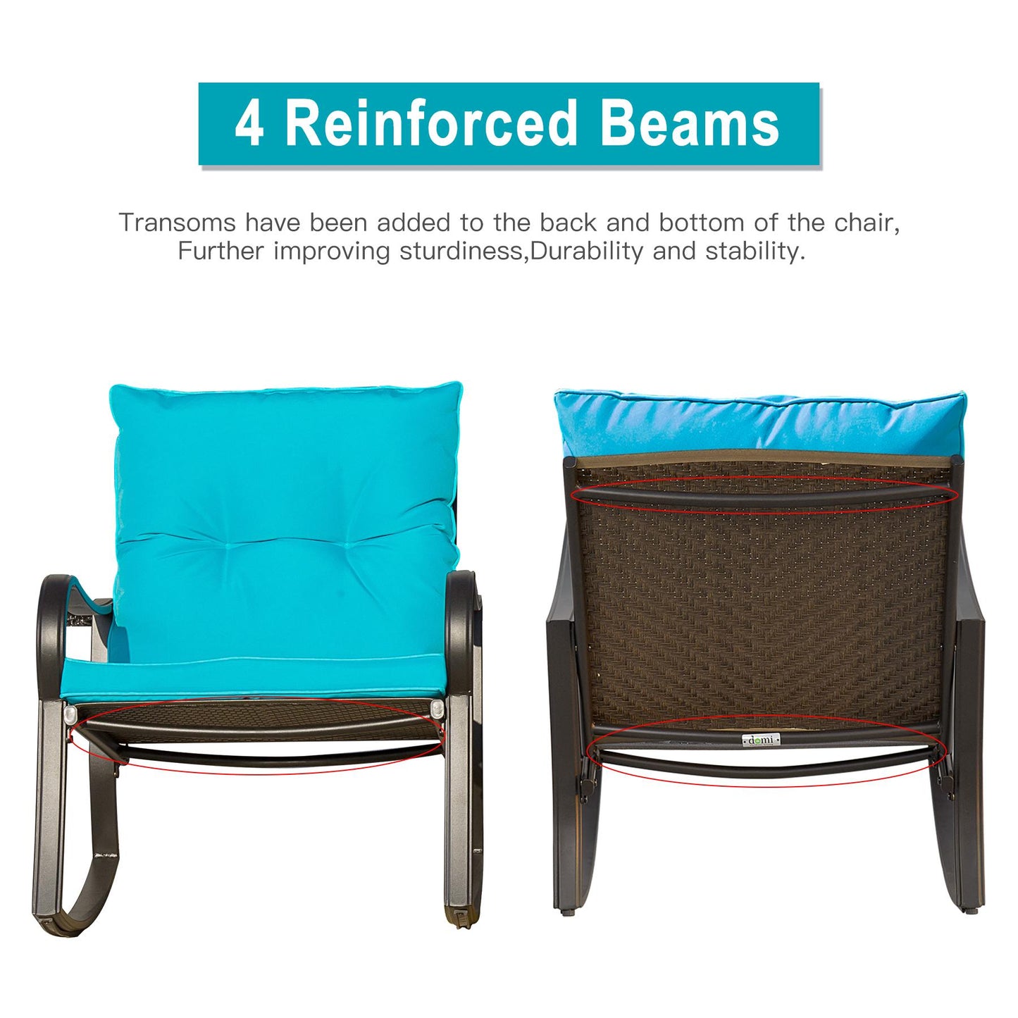 3 Piece Rocking Chair Patio Bistro Set Balcony Chairs with Table