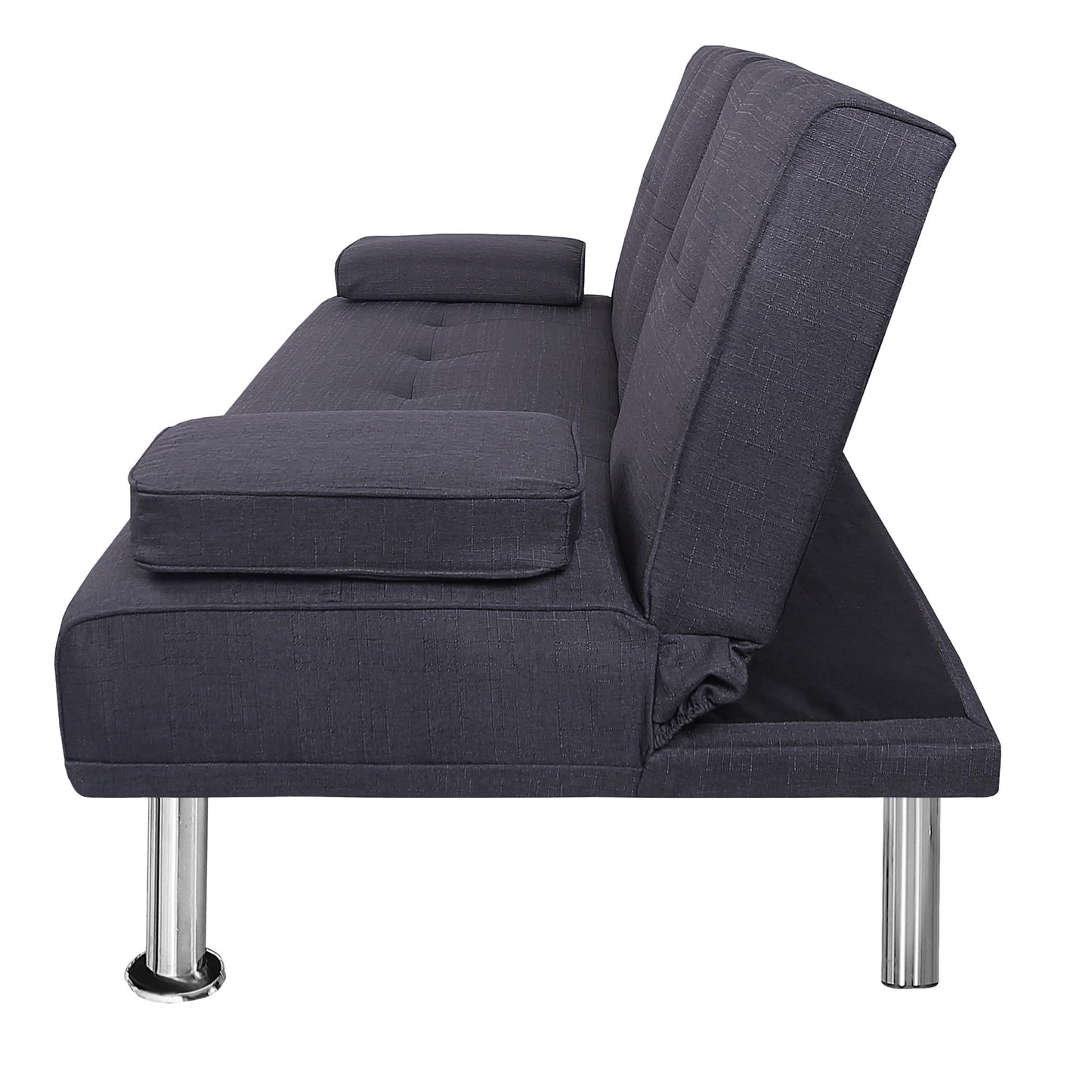 FUTON SOFA BED SLEEPER LIGHT GREY FABRIC