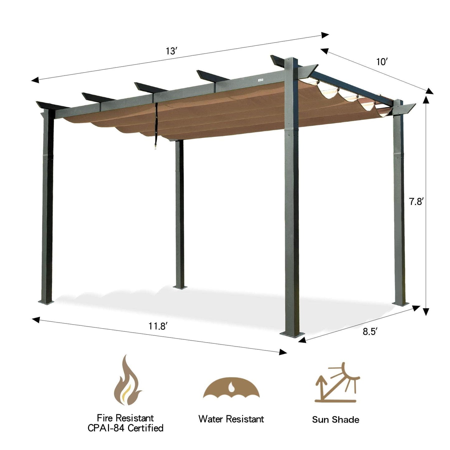 Outdoor Retractable Pergola with Weather-Resistant Canopy Aluminum