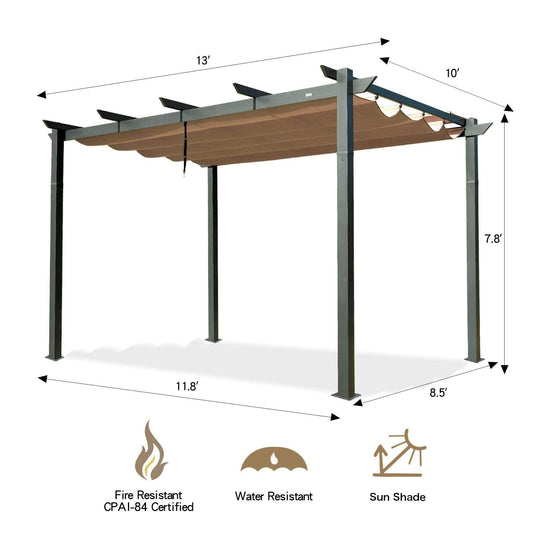Outdoor Retractable Pergola with Weather-Resistant Canopy Aluminum
