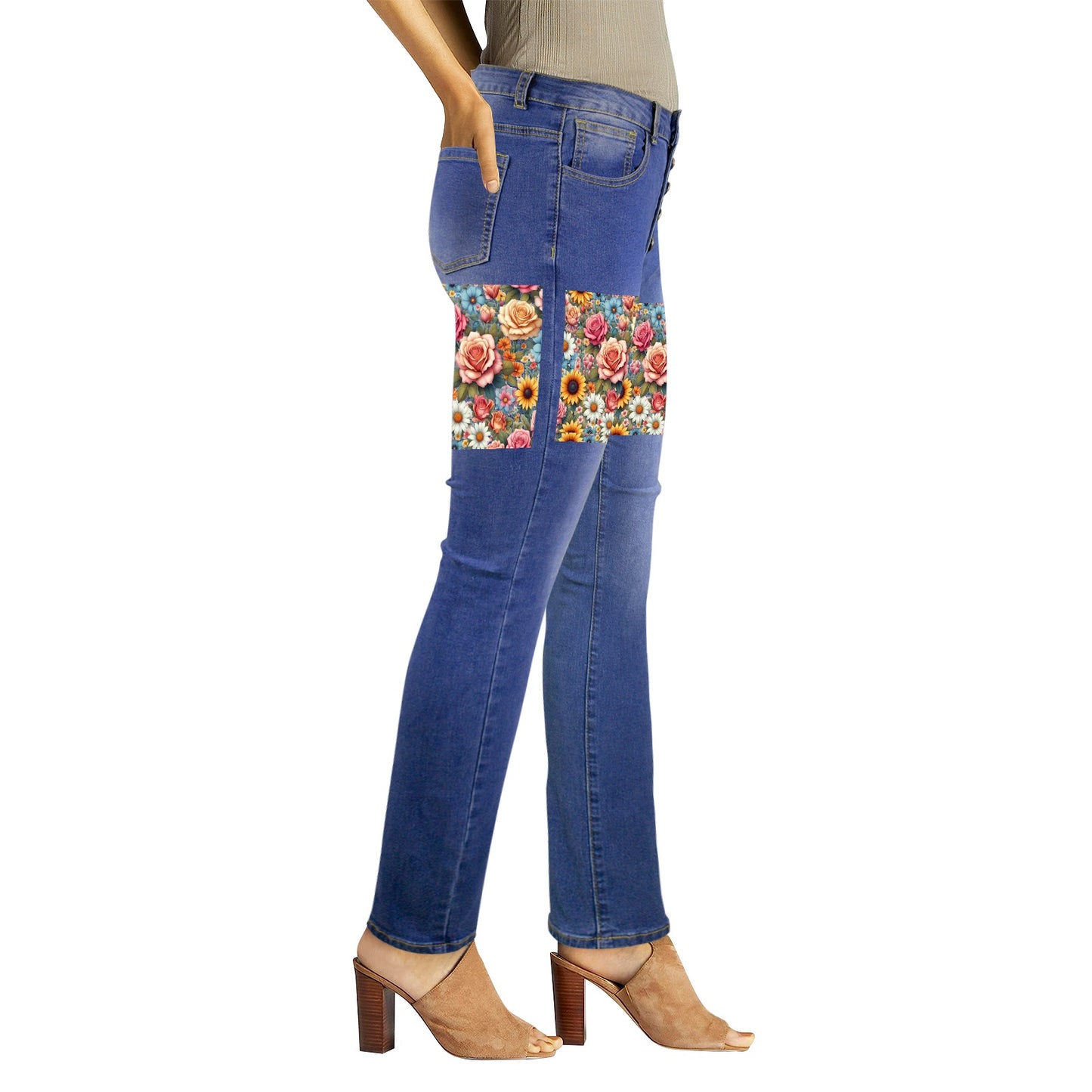 XT67Z Flower Denim Jeans