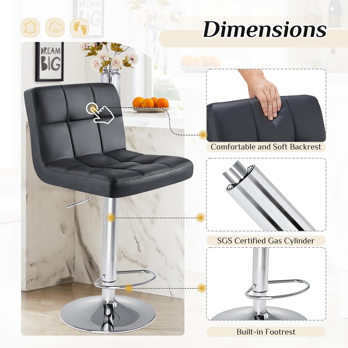 Bar Stools Set of 2, Counter Height Barstools.