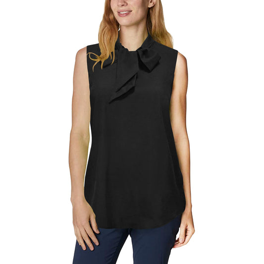 Bow-V Neck Sleeveless Shirt