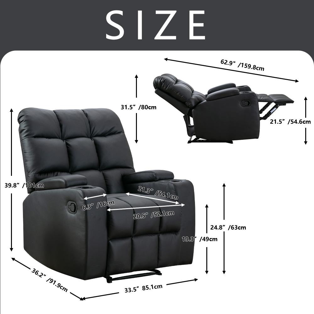 Heated Manual Recliner Massage Chair in Black