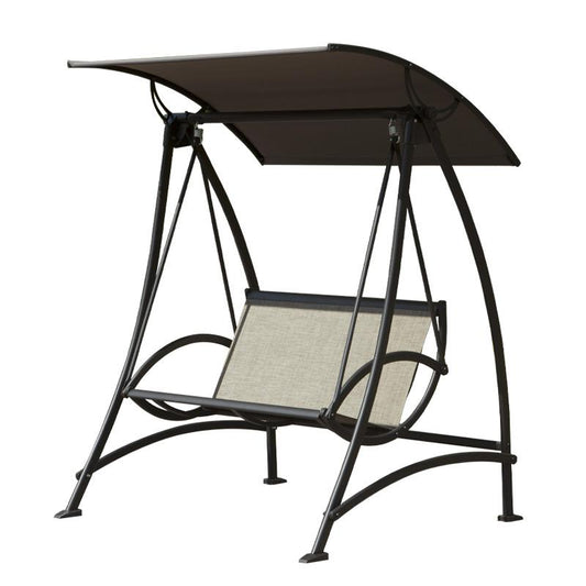 Outdoor Porch Swing with Adjustable Canopy and Durable Steel Frame