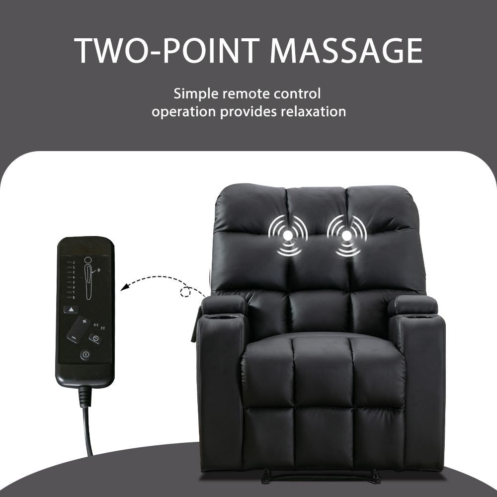 Heated Manual Recliner Massage Chair in Black
