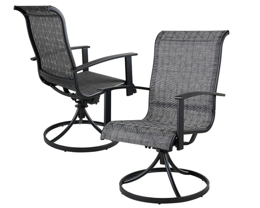 All-iron Detachable Swivel Dining Chair, Coffee Grey, 2 PCS