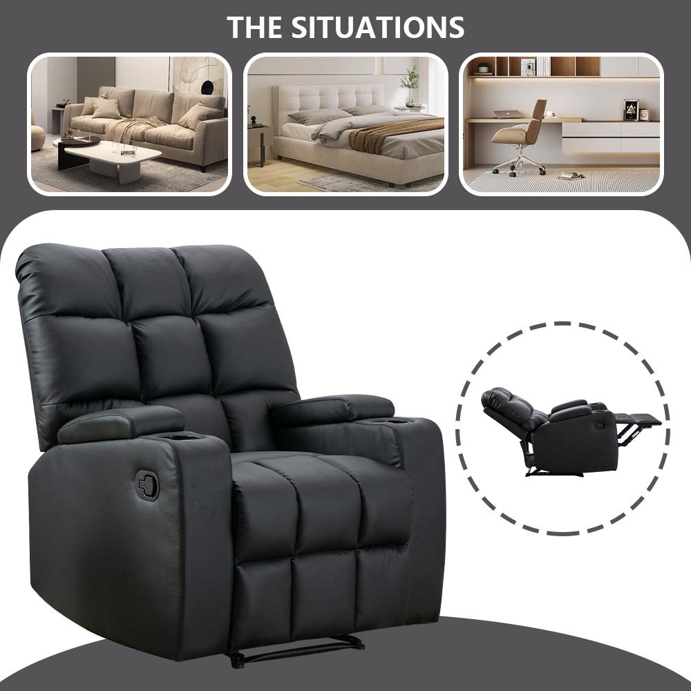 Heated Manual Recliner Massage Chair in Black