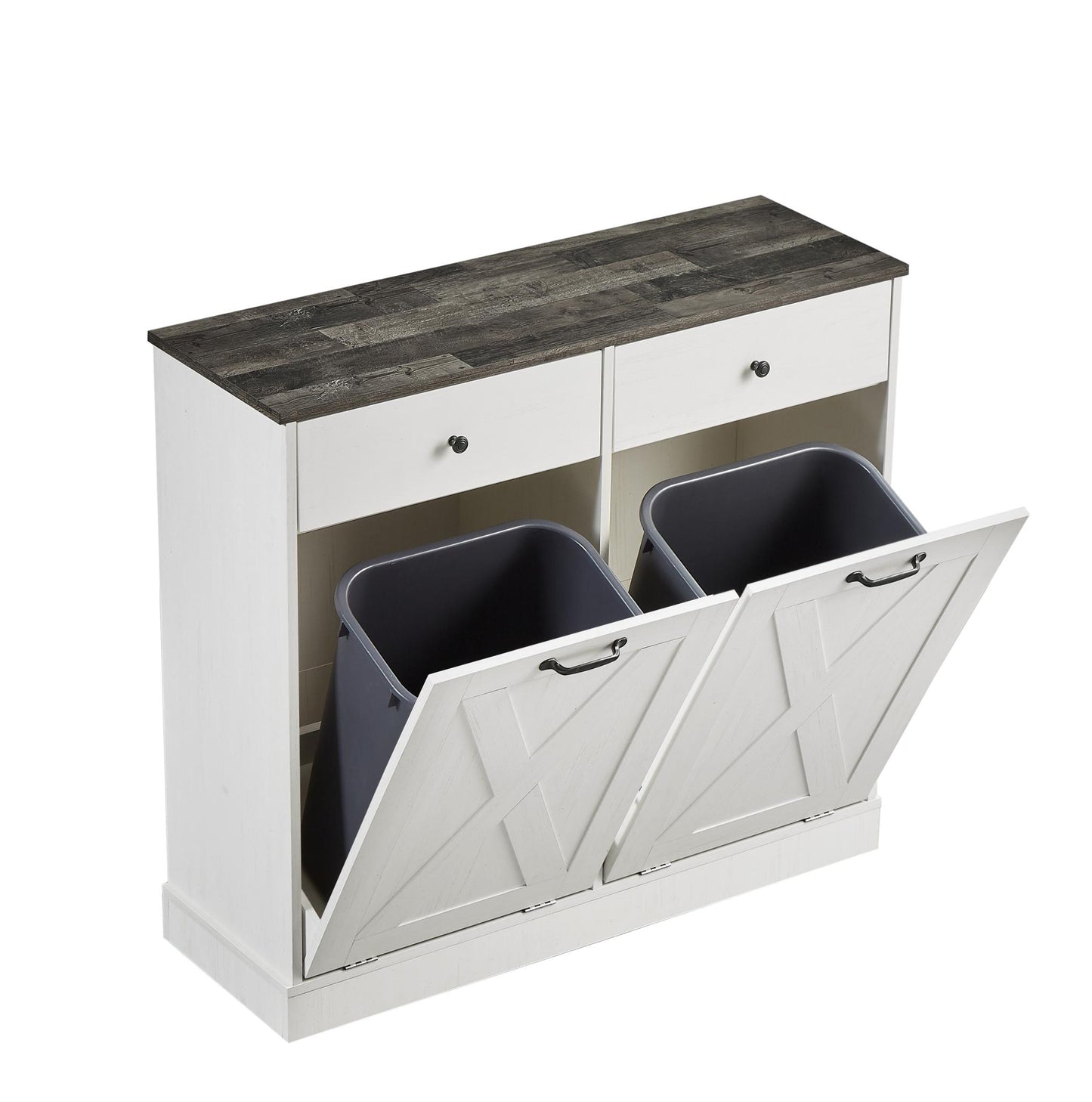 Double Tilt Out Trash Cabinet, Freestanding Trash Can Cabinet
