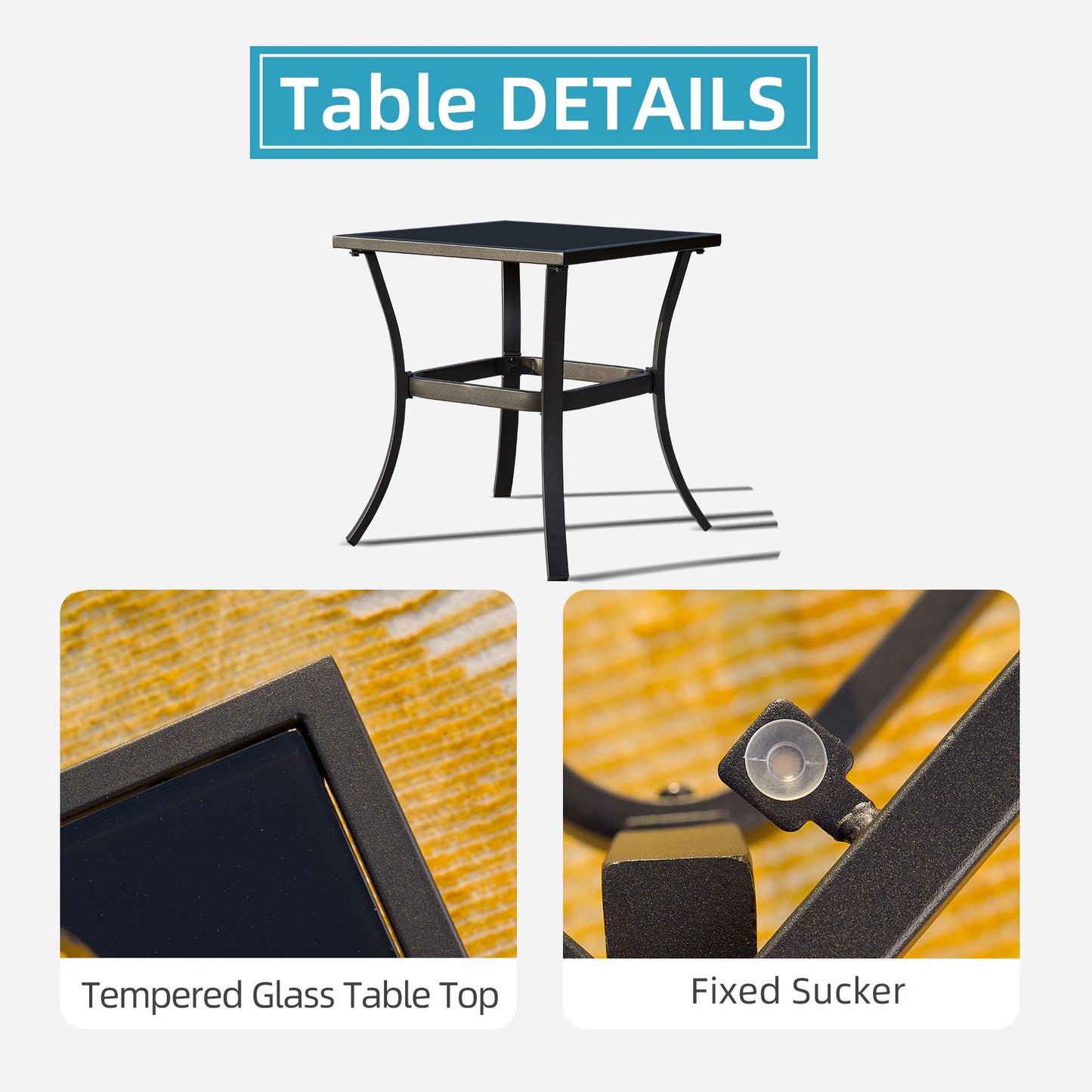 3 Piece Rocking Chair Patio Bistro Set Balcony Chairs with Table