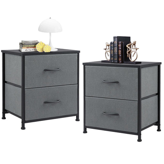 Fabric Dresser with 2 Drawers, Nightstands with Adjustable Feet