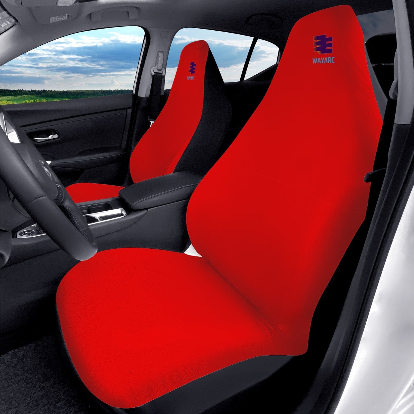 Red Microfiber Car Seat Covers - 2Pcs