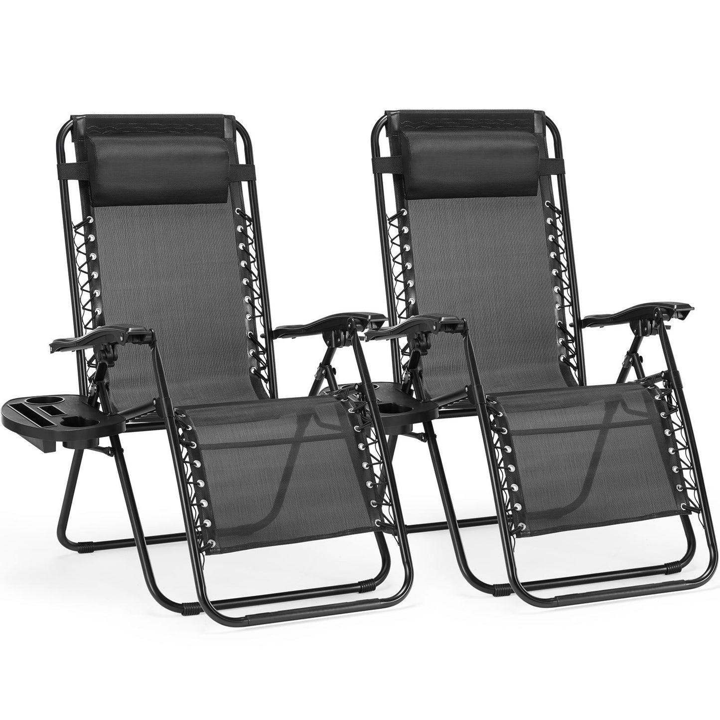 Set of 2 Zero Gravity Lounge Chairs, Outdoor Patio Folding Recliners
