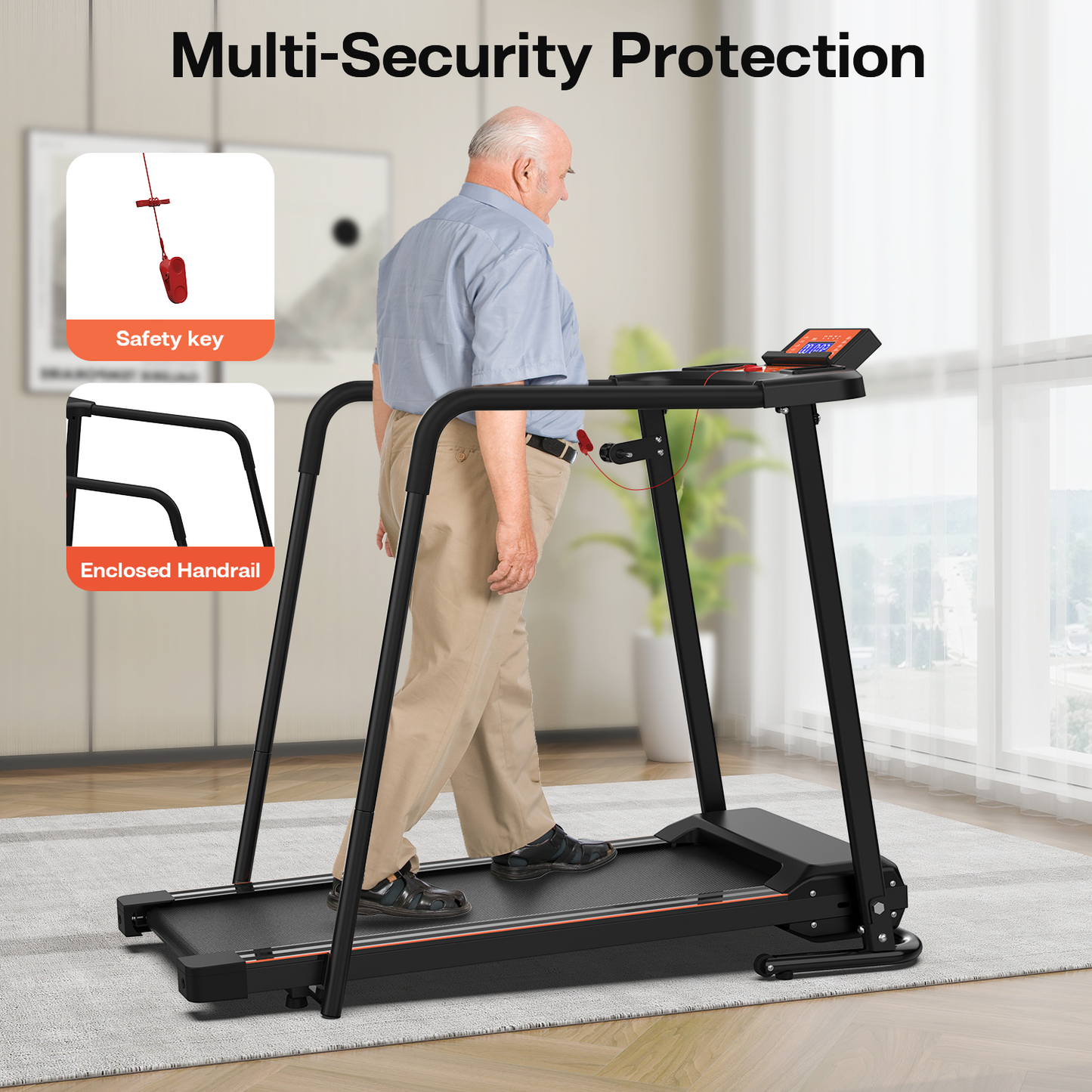 Walking Treadmills for Home, Extended Handrails for Recovery Fitness