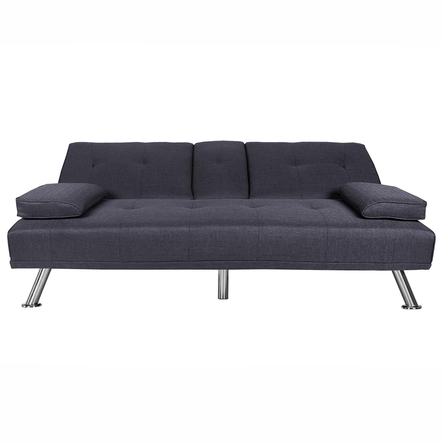 FUTON SOFA BED SLEEPER LIGHT GREY FABRIC