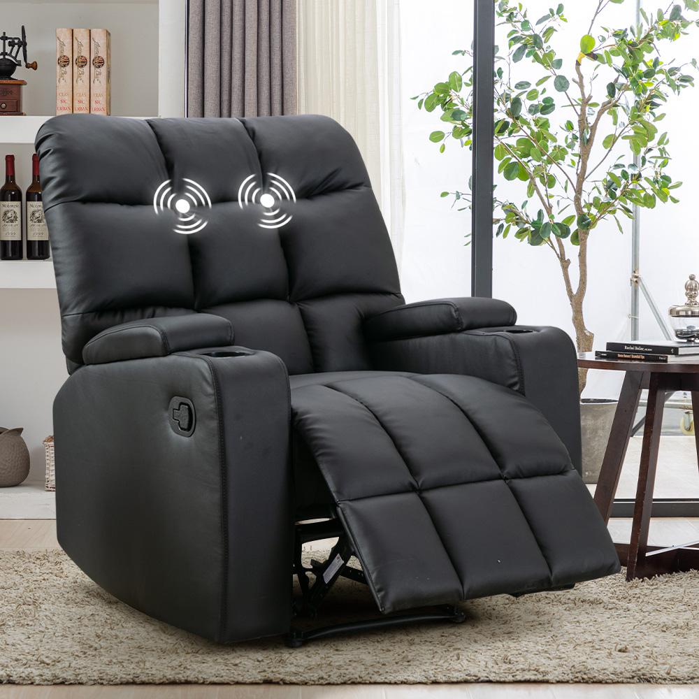 Heated Manual Recliner Massage Chair in Black