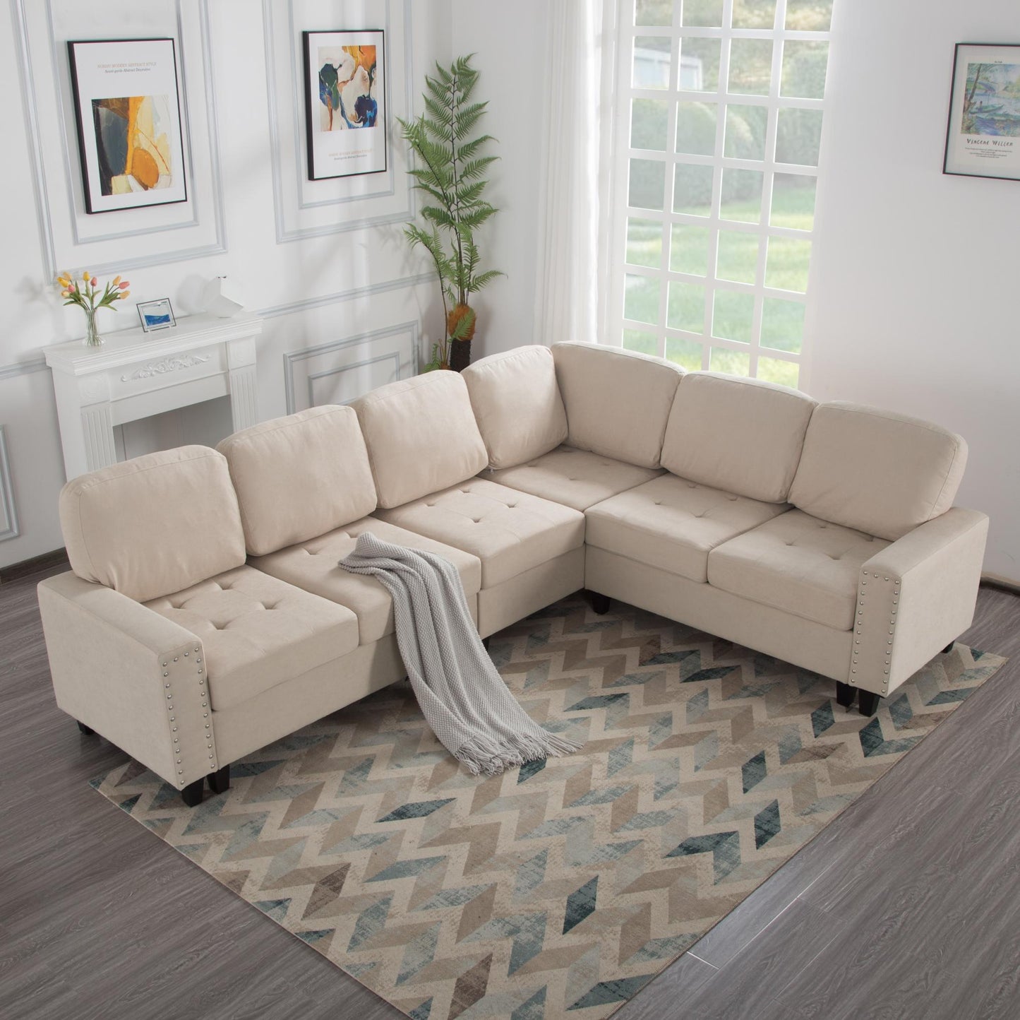107.9” L-Shaped Reversible Sectional Sofa