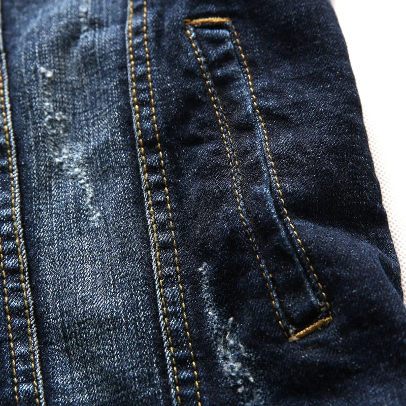 New Men's Denim Vest Fashion Sleeveless Jackets Men Causal Streetwear Jeans Vests Coats Turn Down Collar Denim Outerwear Man