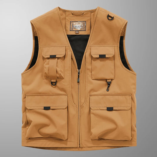 Men's Vest Spring Autumn Multi-Pocket Outdoor Workwear Photography Sports Mid-aged And Elderly Casual Shoulder Jacket