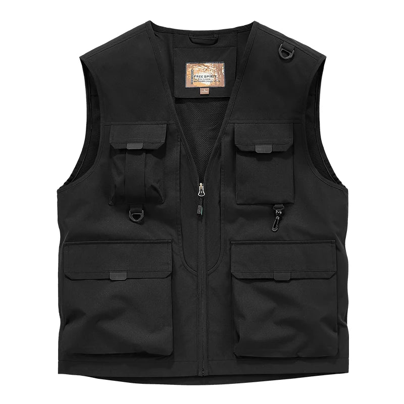 Men's Vest Spring Autumn Multi-Pocket Outdoor Workwear Photography Sports Mid-aged And Elderly Casual Shoulder Jacket