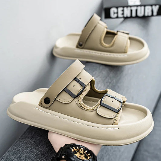 7681 Men’s Summer Split Leather Outdoor Slides