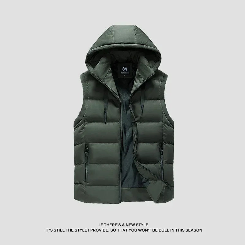 Men Vest Jacket Fall Winter Sleeveless Outdoor Casual Solid Warm Male Detachable Hooded Fleece Waterproof Fashion Waistcoat Coat