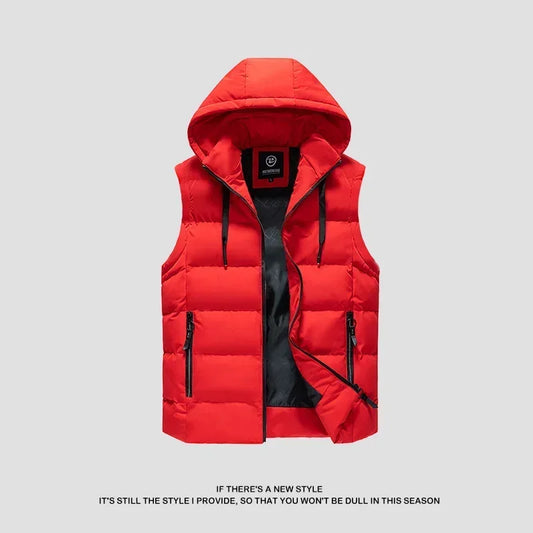 Men Vest Jacket Fall Winter Sleeveless Outdoor Casual Solid Warm Male Detachable Hooded Fleece Waterproof Fashion Waistcoat Coat