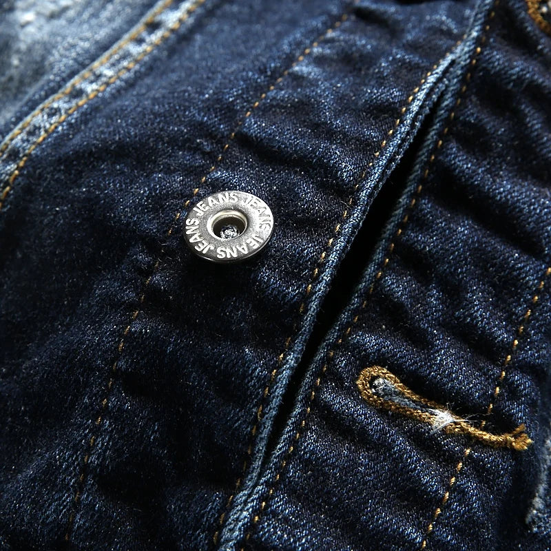 New Men's Denim Vest Fashion Sleeveless Jackets Men Causal Streetwear Jeans Vests Coats Turn Down Collar Denim Outerwear Man