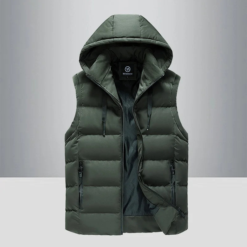 Men Vest Jacket Fall Winter Sleeveless Outdoor Casual Solid Warm Male Detachable Hooded Fleece Waterproof Fashion Waistcoat Coat
