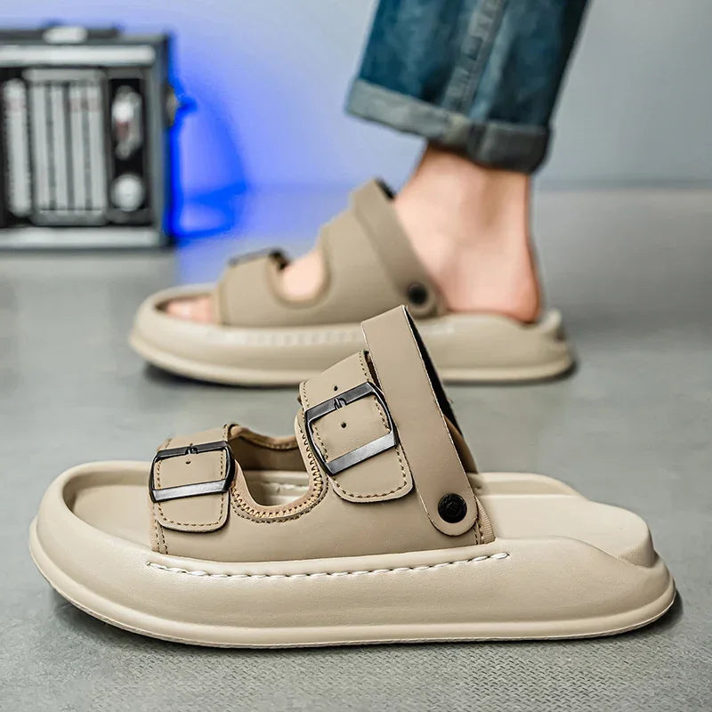 7681 Men’s Summer Split Leather Outdoor Slides