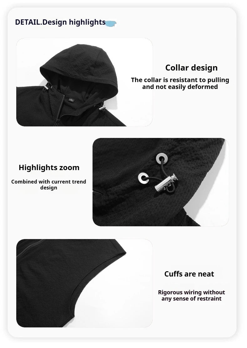 American Workwear Sleeveless Vest Jacket for Men 2025 Summer New Outdoor Fashion Hooded Sports Casual Vest