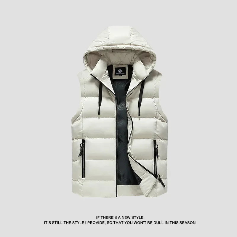Men Vest Jacket Fall Winter Sleeveless Outdoor Casual Solid Warm Male Detachable Hooded Fleece Waterproof Fashion Waistcoat Coat