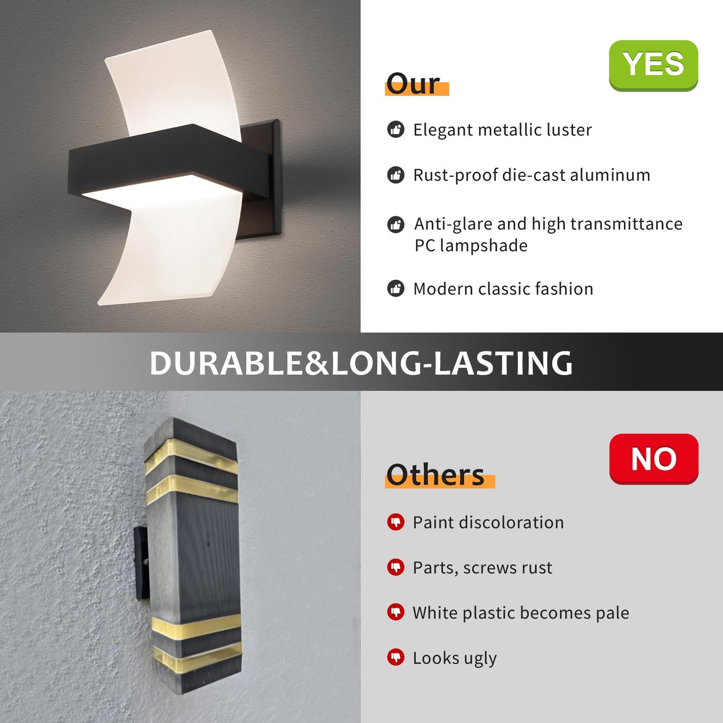 Outdoor Aluminum Up Down Wall Sconces