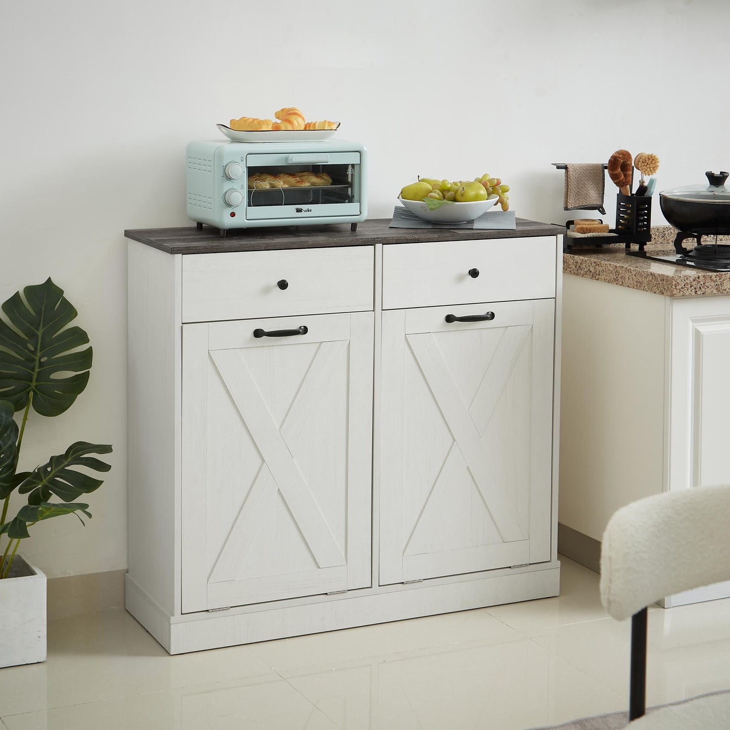 Double Tilt Out Trash Cabinet, Freestanding Trash Can Cabinet