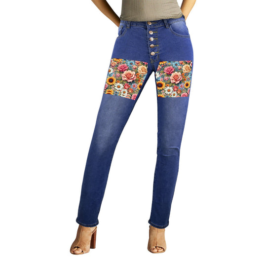 XT67Z Flower Denim Jeans