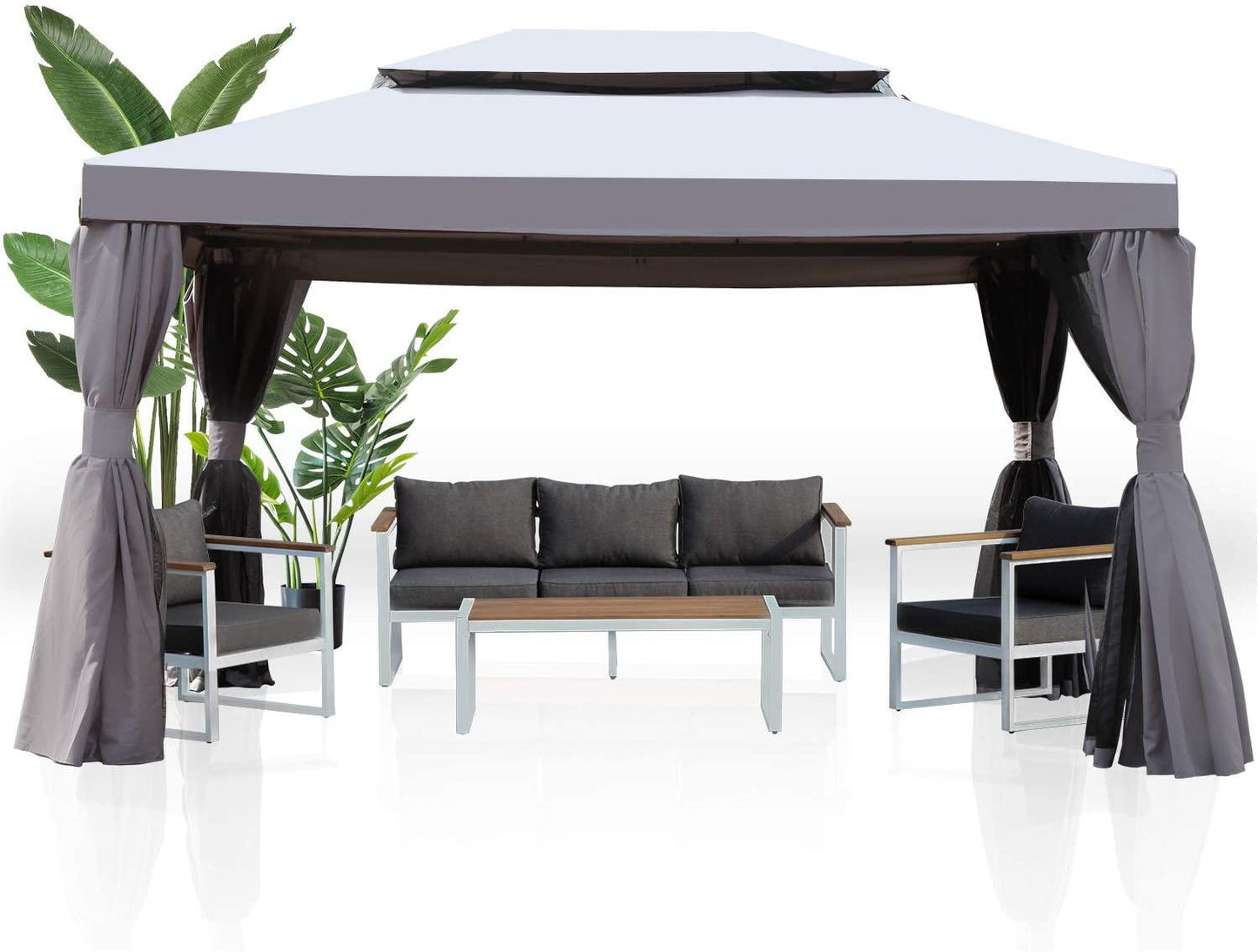 SR Gazebo for Patios Outdoor Gazebo with Mosquito Netting and Curtains Outdoor Deck Backyard