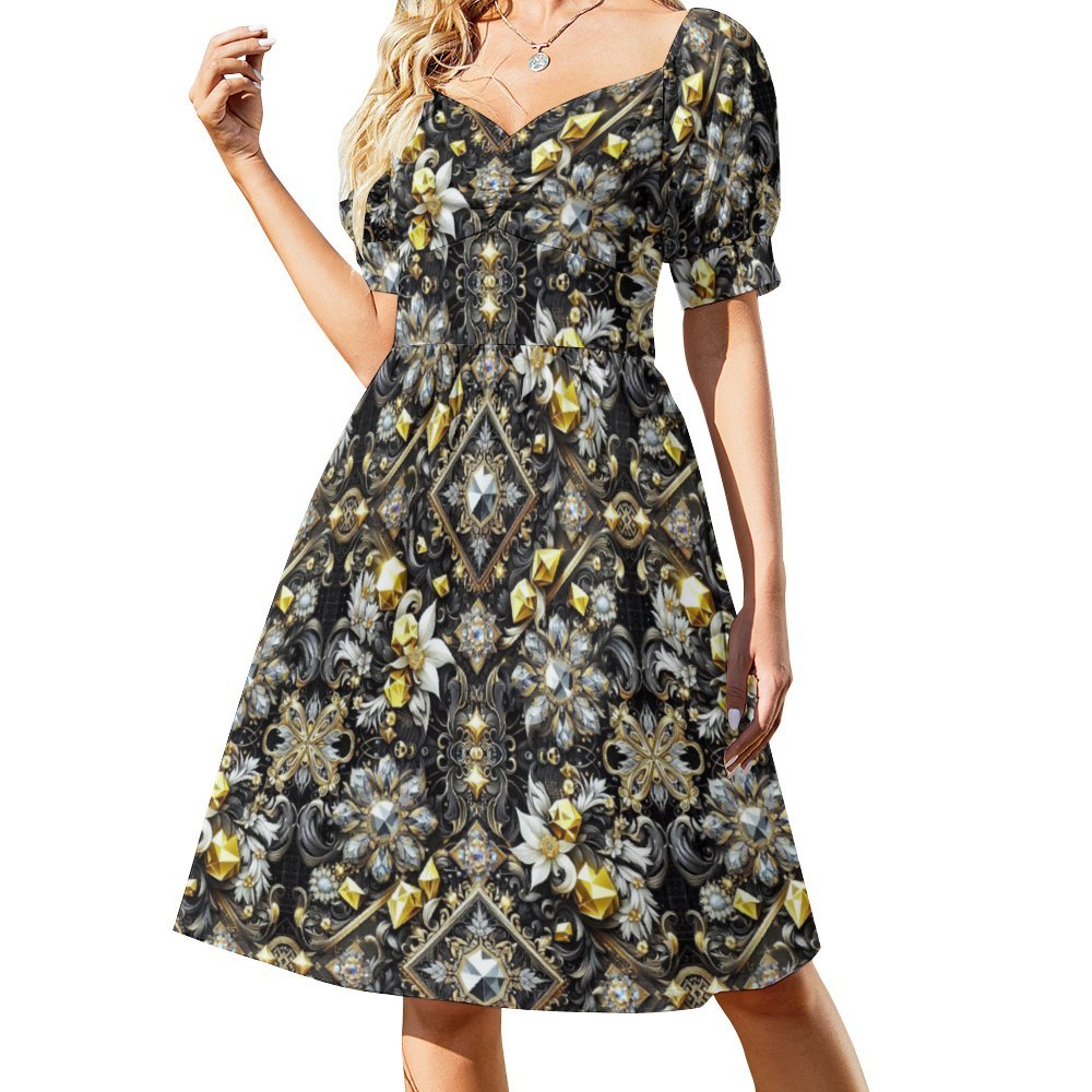 NT68QZ Neck glow Sleeve Dress (Sizes: 2XS to 6XL)