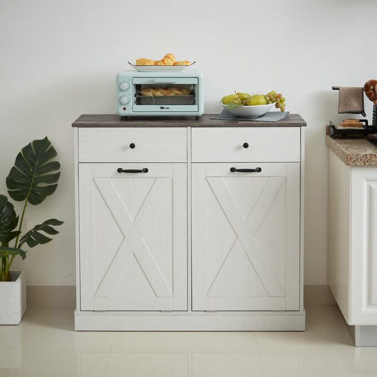 Double Tilt Out Trash Cabinet, Freestanding Trash Can Cabinet