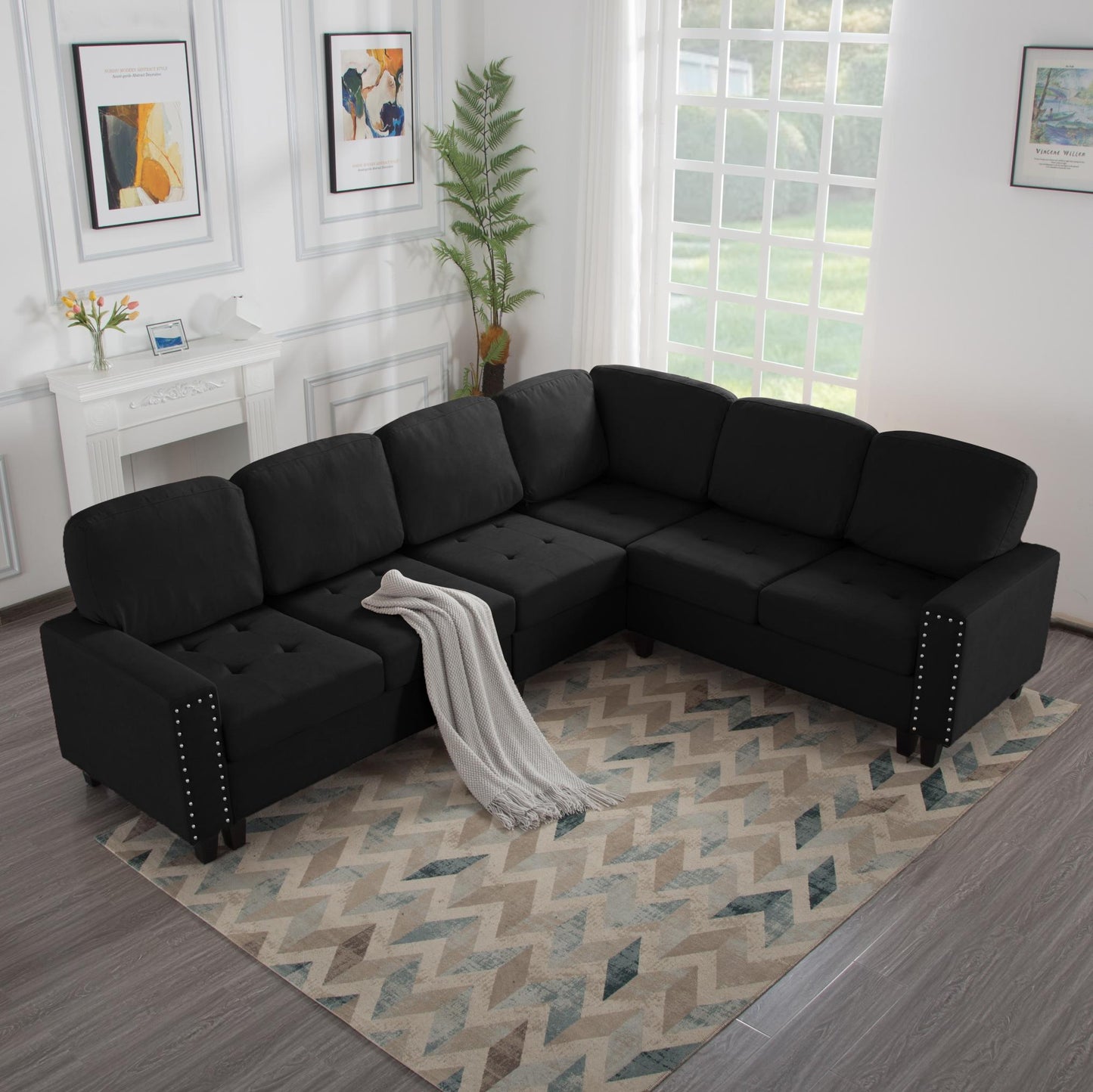 107.9” L-Shaped Reversible Sectional Sofa