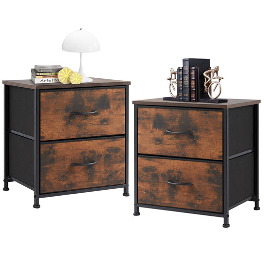 Fabric Dresser with 2 Drawers, Nightstands with Adjustable Feet